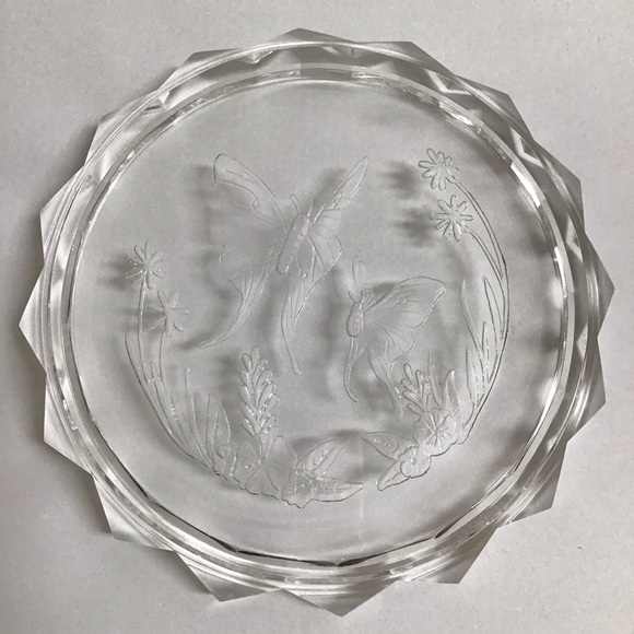 Lucite Acrylic Jewelry Box w/Lid Etched Butterfly Floral 70’s Boho Diamond Edge - Picture 3 of 13